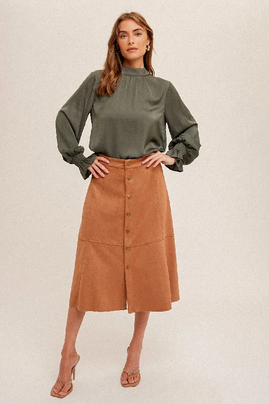  Women's Clothing ApparelCocoa Faux Suede Midi Skirt