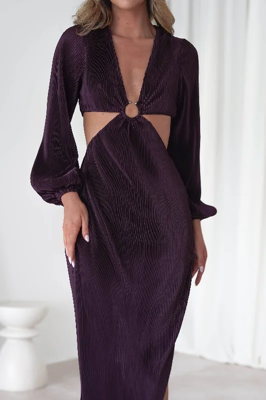  Daring Fashion PromotionsLennon Ribbed Cut Out Maxi Dress| Dark Purple