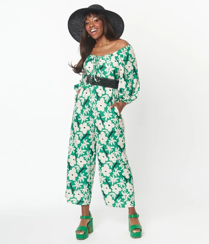  Flash SalesGreen & Ivory Floral Jumpsuit