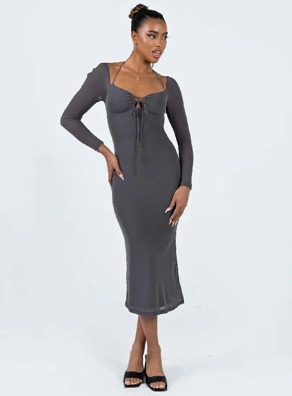  Women's Travel GarmentsFowlers Long Sleeve Midi Dress Slate