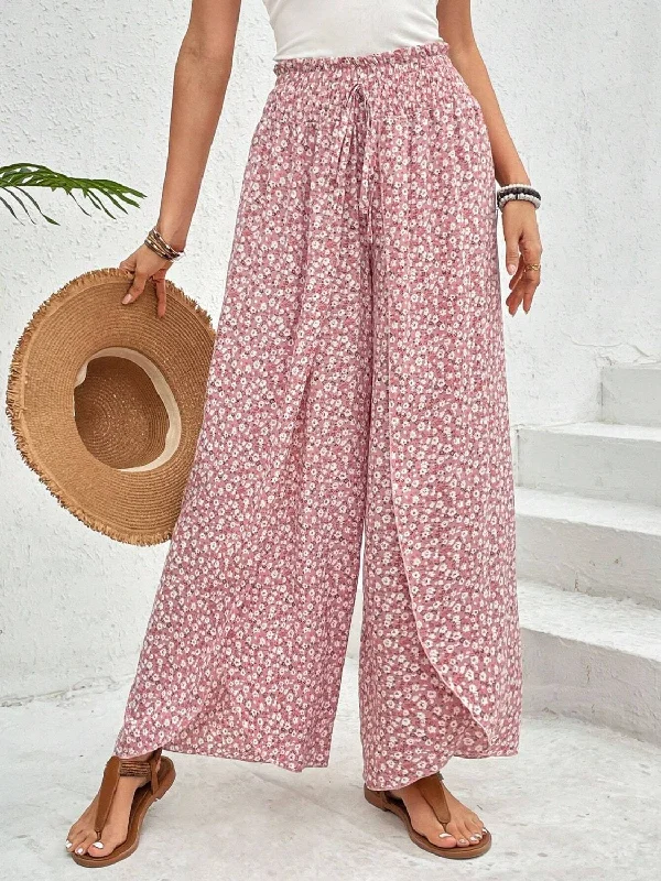  Elevated Casual DiscountsTied Printed Wide Leg Pants